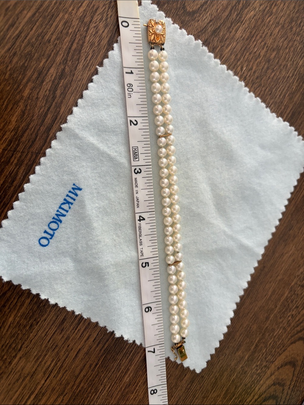 Mikimoto Double Strand Pearl Bracelet with 18k Gold Clasp
